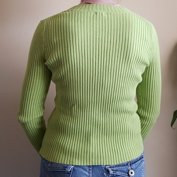 Lime Green GAP V-Neck Sweater - Picture 2 of 3